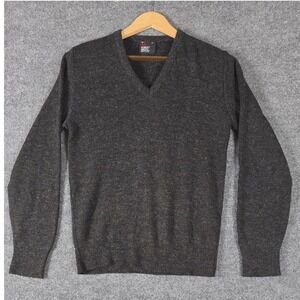 Robert Bruce V Neck Sweater Men's Size Small Charcoal Speckled Knit Made USA